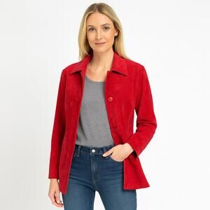 Vintage Blast Red Suede Leather Jacket size M‎